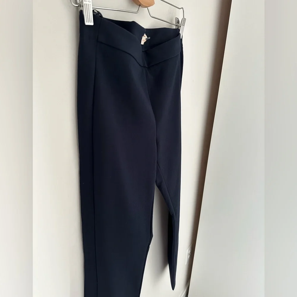 Tory Burch side zip stretch‎ navy structured ankle pants size 6